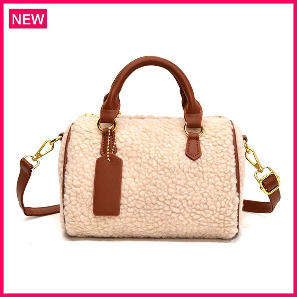 Soft Lamb Wool Tote Bag Crossbody Shoulder Bag Plush Furry Handbag